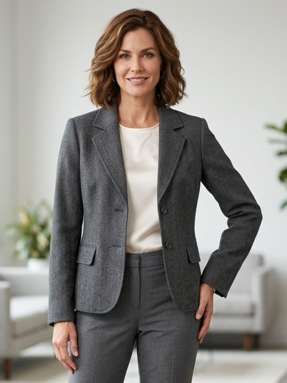 Rafaella Women’s Size 18W Gray Lined Blazer Suit Jacket Workwear Like New